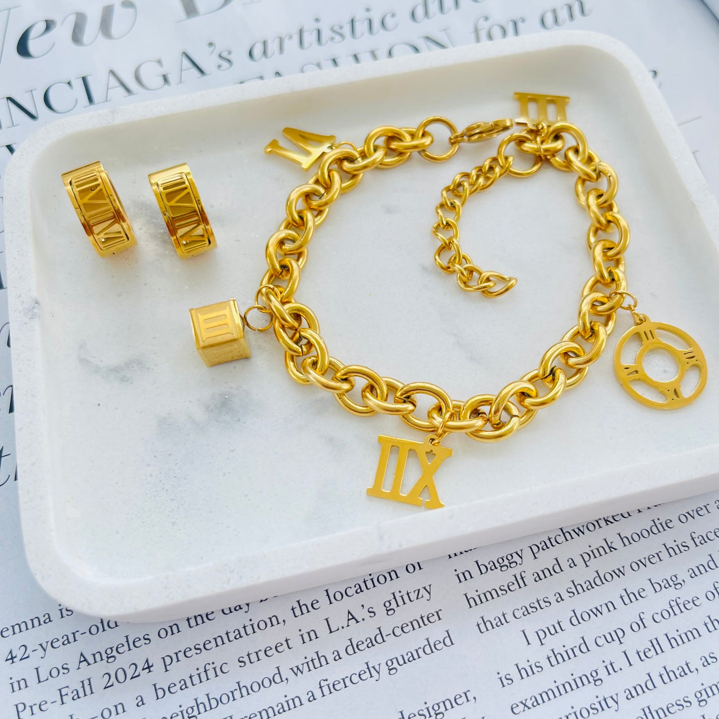 Gold Roman Numbers Bracelet