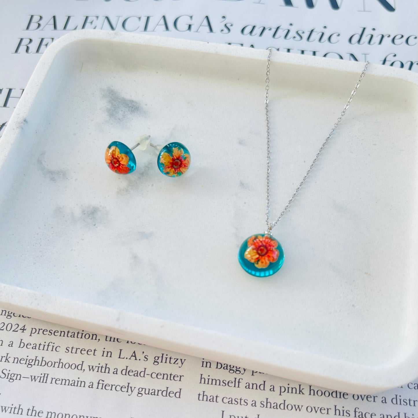 Blue/Orange Flower Set