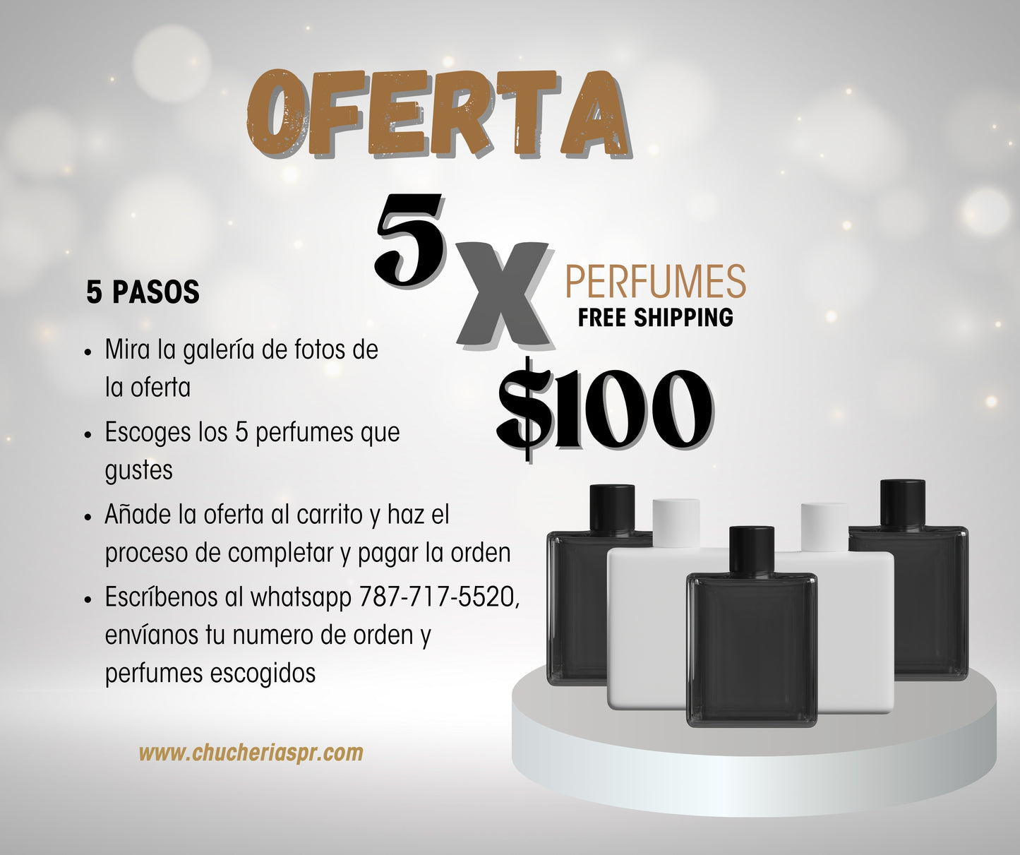 COMBO 5 PERFUMES X $100